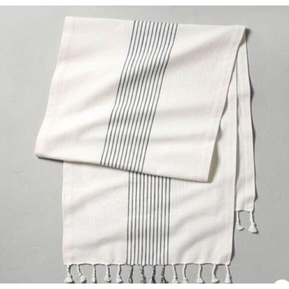 Hearth & Hand Magnolia Middle Stripes Table Runner With Braided Edging 20x90 - Picture 4 of 4